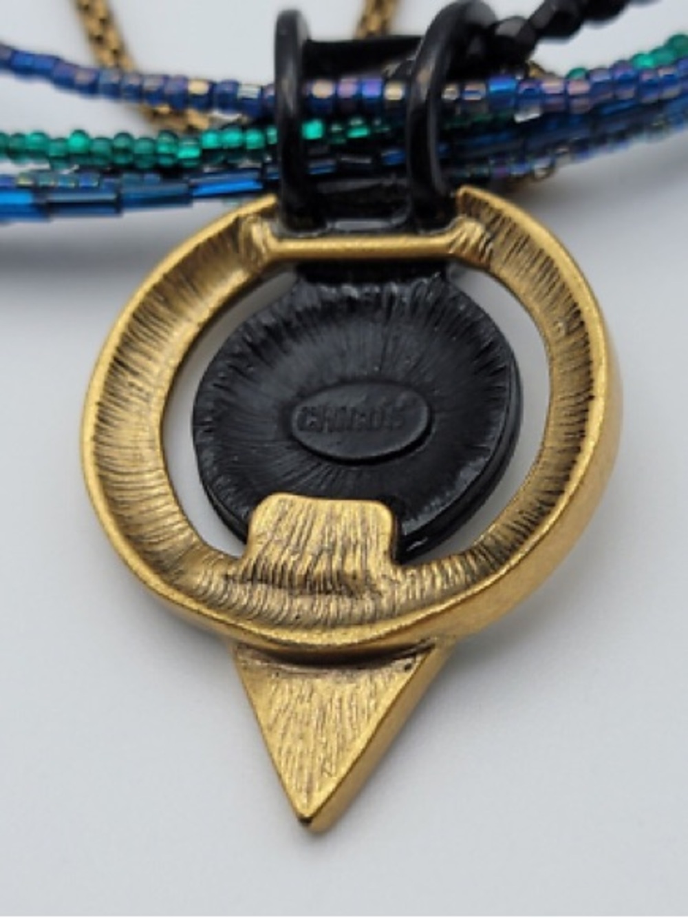 Chico's Blue-Green Multi-Strand Pendant Necklace - Picture 5 of 7